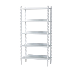 Baxton Studio Lucera Bobbin Display Shelf - 5-Tier Open Frame Vertical Bookcase with Spindle Posts for Living Room or Office, White
